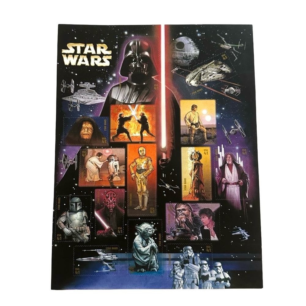 Star Wars Collectible Stamps Full Sheet of 15 x 41 Cents USPS Issues 2007